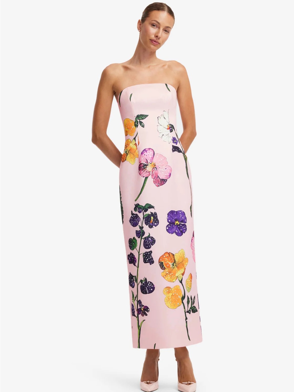 Leo Lin Moda Operandi Pink Wildbloom Rayna Column Maxi Dress